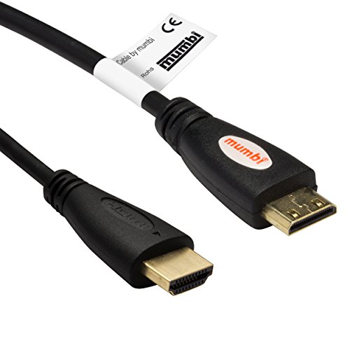 mumbi 5.00m Premium High Speed Mini HDMI Kabel Full HD 3D / Mini HDMI C Stecker auf HDMI A Stecker, vergoldete Kontakte, schwarz von mumbi