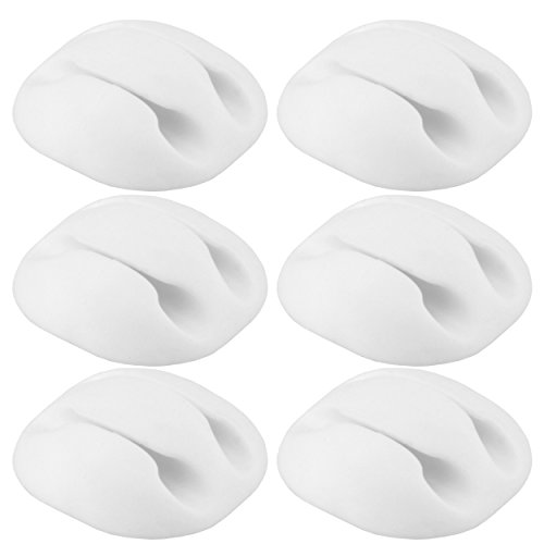 mumbi 6x 2-fach Kabelführung für den Schreibtisch / 6er Set Computer Kabelmanagement in weiß von mumbi