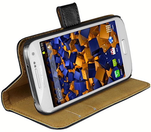 mumbi Echt Leder Bookstyle Case kompatibel mit Samsung Galaxy S4 mini Hülle Leder Tasche Case Wallet, schwarz von mumbi