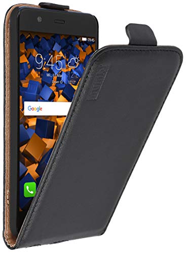 mumbi Echt Leder Flip Case kompatibel mit Huawei P10 Hülle Leder Tasche Case Wallet, schwarz von mumbi