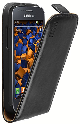 mumbi Echt Leder Flip Case kompatibel mit Samsung Galaxy Ace 3 Hülle Leder Tasche Case Wallet, schwarz von mumbi