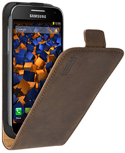 mumbi Echt Leder Flip Case kompatibel mit Samsung Galaxy S4 mini Hülle Leder Tasche Case Wallet, braun von mumbi