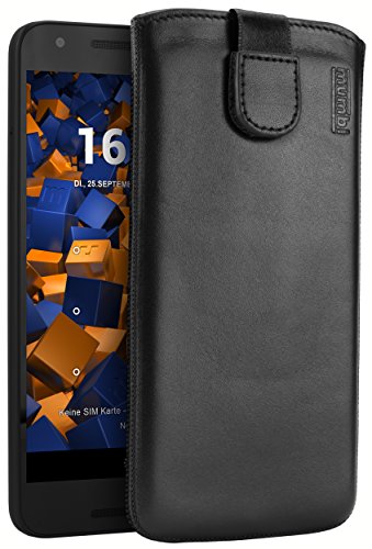 mumbi Echt Ledertasche kompatibel mit LG Nexus 5X Hülle Leder Tasche Case Wallet, schwarz von mumbi