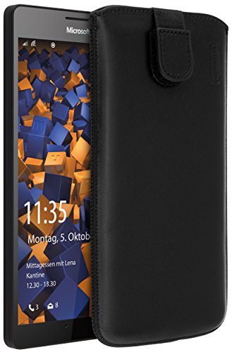 mumbi Echt Ledertasche kompatibel mit Microsoft Lumia 950 XL Hülle Leder Tasche Case Wallet, schwarz von mumbi