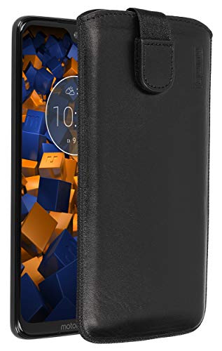 mumbi Echt Ledertasche kompatibel mit Motorola Moto G7 Plus Hülle Leder Tasche Case Wallet, schwarz von mumbi