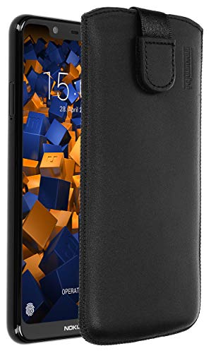mumbi Echt Ledertasche kompatibel mit Nokia 5.1 Plus Hülle Leder Tasche Case Wallet, schwarz von mumbi