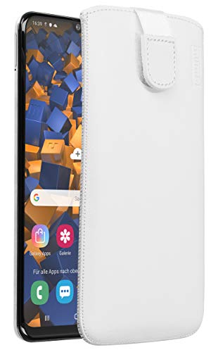 mumbi Echt Ledertasche kompatibel mit Samsung Galaxy A50 Hülle Leder Tasche Case Wallet, Weiss von mumbi