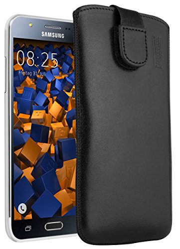 mumbi Echt Ledertasche kompatibel mit Samsung Galaxy J5 2015 Hülle Leder Tasche Case Wallet, schwarz von mumbi