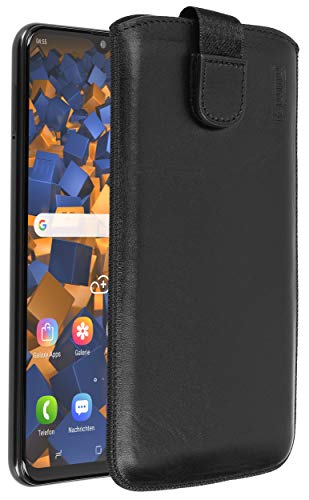 mumbi Echt Ledertasche kompatibel mit Samsung Galaxy M20 Hülle Leder Tasche Case Wallet, schwarz von mumbi