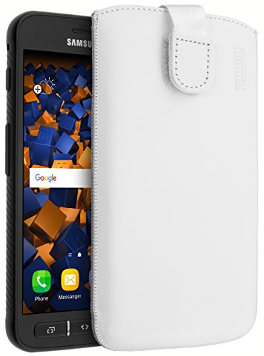 mumbi Echt Ledertasche kompatibel mit Samsung Galaxy Xcover 4 / 4s Hülle Leder Tasche Case Wallet, weiss von mumbi