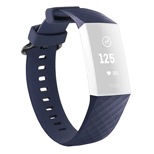 mumbi Ersatz Armband kompatibel mit Fitbit Charge 3 4 Fitness Sport Silikon Band Größe S dunkelblau von mumbi