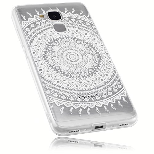 mumbi Hülle kompatibel mit Honor 5C Handy Case Handyhülle mit Motiv Mandala weiss, transparent von mumbi