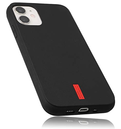 mumbi Hülle kompatibel mit iPhone 12 Mini Handy Case Handyhülle, schwarz mit rotem Streifen - 5.4 Zoll von mumbi