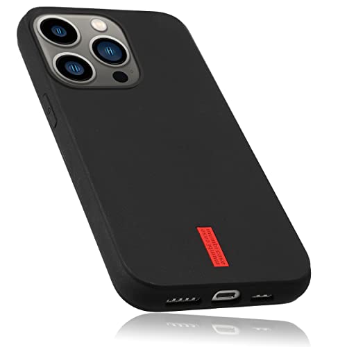 mumbi Hülle kompatibel mit iPhone 13 Pro Case Schutzhülle Handyhülle Tasche, schwarz mit rotem Streifen von mumbi