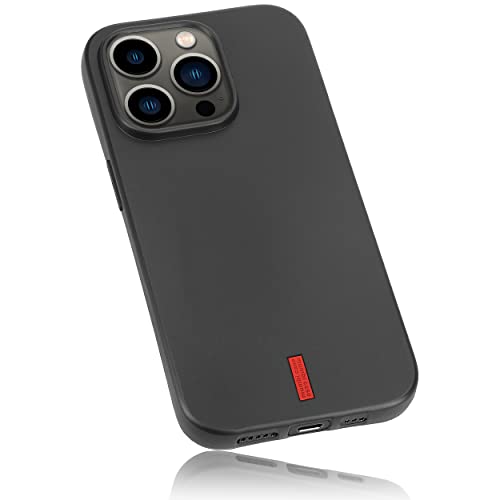 mumbi Hülle kompatibel mit iPhone 14 Pro Case Schutzhülle Handyhülle Tasche, schwarz mit rotem Streifen von mumbi