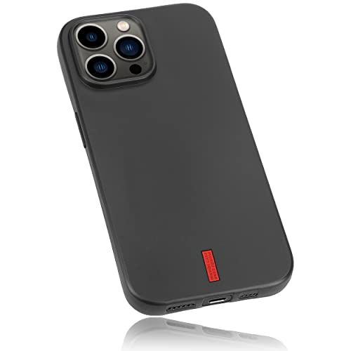 mumbi Hülle kompatibel mit iPhone 14 Pro Max Case Schutzhülle Handyhülle Tasche, schwarz mit rotem Streifen von mumbi