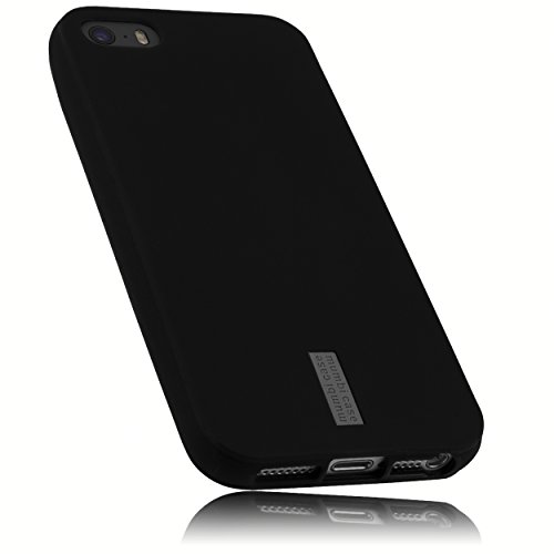 mumbi Hülle kompatibel mit iPhone SE / 5 / 5S Handy Case Handyhülle, anthrazit mit grauem Streifen von mumbi