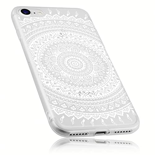 mumbi Hülle kompatibel mit iPhone SE 2022 / SE 2020 / 7 / 8 Handy Case Handyhülle mit Motiv Mandala weiss, transparent von mumbi