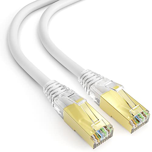 mumbi LAN Kabel 10m CAT 8 Netzwerkkabel geschirmtes F/FTP CAT8 Ethernet Kabel Patchkabel RJ45 10Meter, Weiss von mumbi