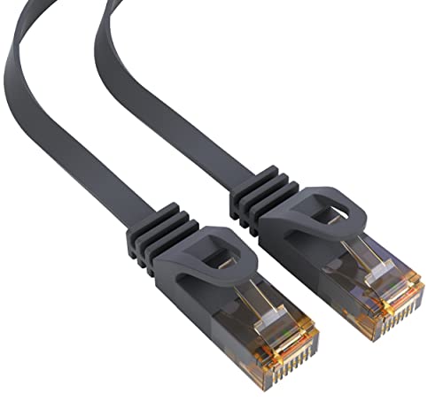 mumbi LAN Kabel 15m CAT 6 Netzwerkkabel Flachkabel CAT6 Ethernet Kabel Patchkabel RJ45 15Meter, schwarz von mumbi