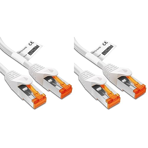 mumbi LAN Kabel 1m CAT 6 Netzwerkkabel geschirmtes F/UTP CAT6 Ethernet Kabel Patchkabel RJ45 1Meter, weiss (Packung mit 2) von mumbi