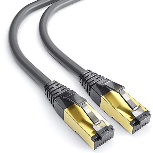 mumbi LAN Kabel 1m CAT 8 Netzwerkkabel geschirmtes F/FTP CAT8 Ethernet Kabel Patchkabel RJ45 1Meter, schwarz von mumbi