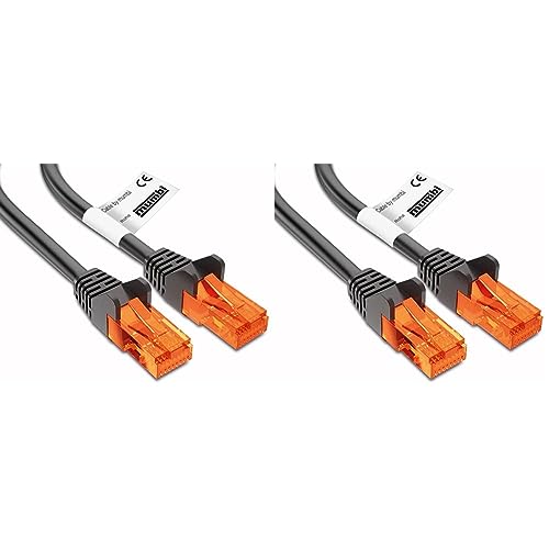 mumbi LAN Kabel 20m CAT 5e Netzwerkkabel CAT5e Ethernet Kabel Patchkabel RJ45 20Meter, schwarz (Packung mit 2) von mumbi