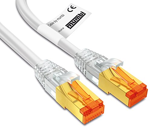mumbi LAN Kabel 3m CAT 7 Rohkabel Netzwerkkabel S/FTP PimF CAT7 Rohkabel Ethernet Kabel Patchkabel RJ45 3Meter, weiss von mumbi