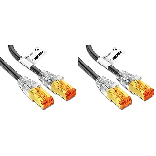 mumbi LAN Kabel 5m CAT 7 Rohkabel Netzwerkkabel S/FTP PimF CAT7 Rohkabel Ethernet Kabel Patchkabel RJ45 5Meter, schwarz (Packung mit 2) von mumbi