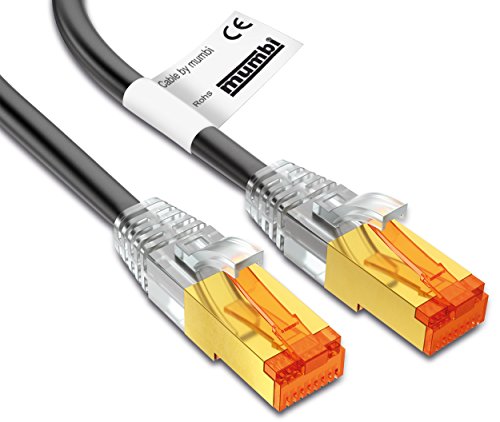 mumbi LAN Kabel 5m CAT 7 Rohkabel Netzwerkkabel S/FTP PimF CAT7 Rohkabel Ethernet Kabel Patchkabel RJ45 5Meter, schwarz von mumbi