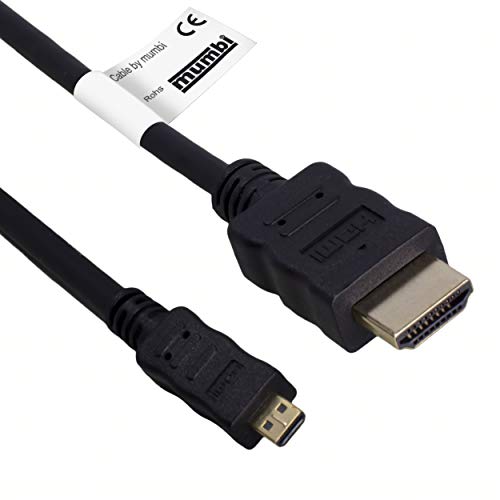 mumbi Micro HDMI Kabel 1080p - vergoldete Kontakte - HDMI Mikro Type D High Speed Kabel HDMI 1.4 / Verbindungskabel 1,5 Meter von mumbi