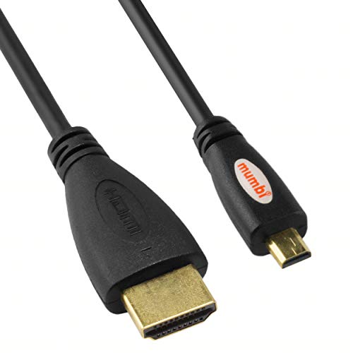 mumbi Micro HDMI Kabel 1080p - vergoldete Kontakte - HDMI Mikro Type D High Speed Kabel HDMI 1.4 / Verbindungskabel 3 Meter von mumbi