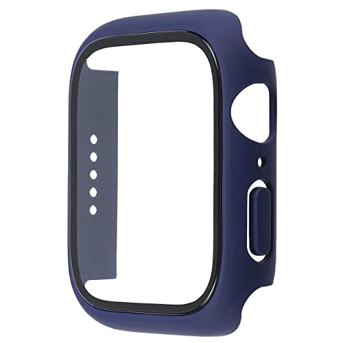 mumbi Schutzhülle mit Hartglas kompatibel mit Apple Watch Series 8 7, 41mm Hülle Case in Dunkelblau von mumbi