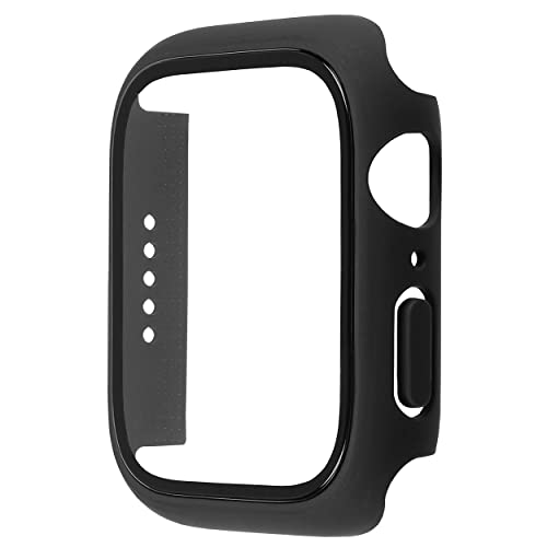 mumbi Schutzhülle mit Hartglas kompatibel mit Apple Watch Series 8 7, 41mm Hülle Case in Schwarz von mumbi