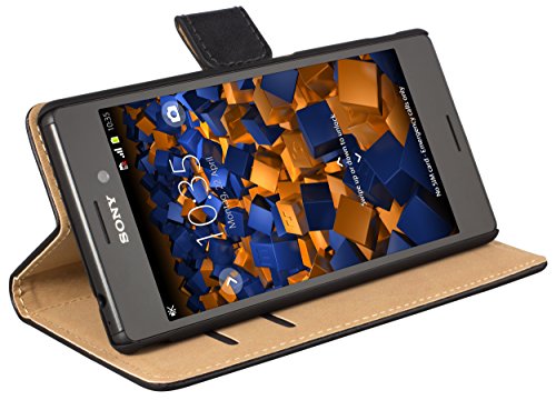 mumbi Tasche Bookstyle Case kompatibel mit Sony Xperia M4 Aqua Hülle Handytasche Case Wallet, schwarz von mumbi