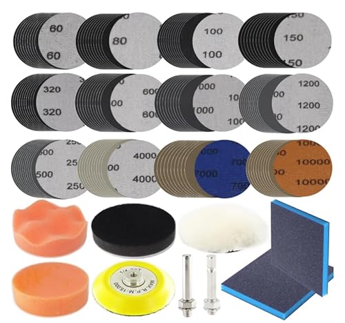 76mm Polierschwämme Pads, 129 Stück Polieraufsatz Akkuschrauber, Polieraufsatz Akkuschrauber für Das Polieren und Schärfen Von Bohrern, 12 Feinheiten 76mm Polierschwämme Pads, 129 Stück Polieraufsatz Akkuschrauber, Polieraufsatz Akkuschrauber für Das Polieren und Schärfen Von Bohrern, 12 Feinheiten von mumisuto