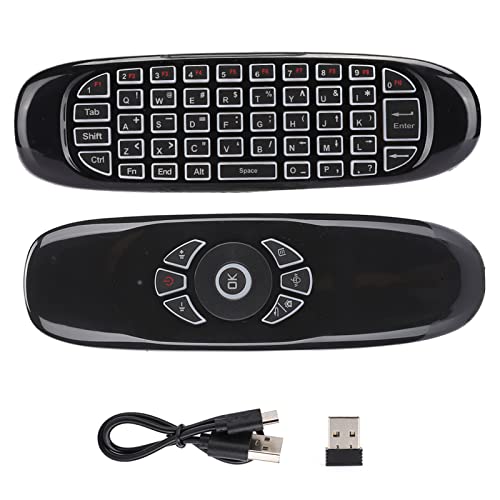 Air Mouse Fernbedienung, USB 2.4G Air Mouse Remote Control mit Tastatur und Maus Funktion, Farbiger Hintergrundbeleuchtung Und Bewegungserkennung, für Android TV Boxen, Smart TV,Computer,Projektor Air Mouse Fernbedienung, USB 2.4G Air Mouse Remote Control mit Tastatur und Maus Funktion, Farbiger Hintergrundbeleuchtung Und Bewegungserkennung, für Android TV Boxen, Smart TV,Computer,Projektor von mumisuto