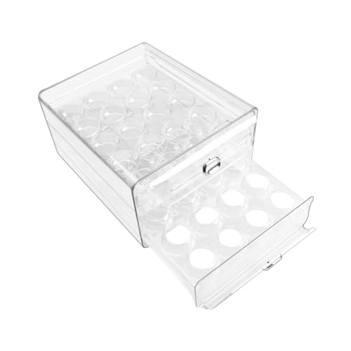 Eierbehälter für Kühlschrank,Stapelbar Eier Organizer Kunststoff Eier Aufbewahrungsbox Kühlschrank mit Deckel,Eierschublade Eierbehälter Kunststoff Transparent mit Zeitskala (Zweilagig) von mumisuto
