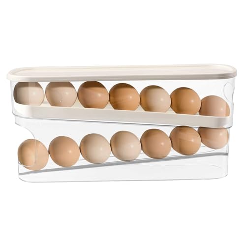Eierhalter für 14 Eier, Große Kapazität, Eierhalter Kühlschrank, Automatisch Rollender Design, Platzsparende Eierbox für Küche, für Kühlschrank, Eierhalter, Eieraufbewahrung von mumisuto