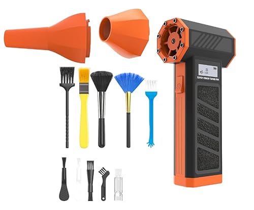Elektrische Staubgebläse, 4-Gang 130000 U/Min Electric Air Duster, USB Wiederaufladbar, Druckluftspray PC Reinigungsset mit 5000mah Akku für Computer, Tastaturen, Autos, Sofas (Orange) von mumisuto
