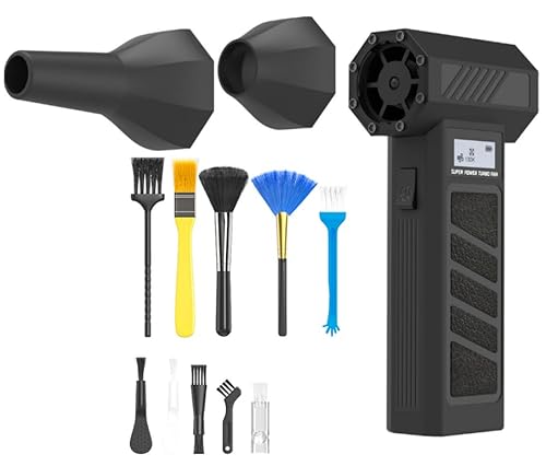 Elektrische Staubgebläse, 4-Gang 130000 U/Min Electric Air Duster, USB Wiederaufladbar, Druckluftspray PC Reinigungsset mit 5000mah Akku für Computer, Tastaturen, Autos, Sofas (Schwarz) von mumisuto