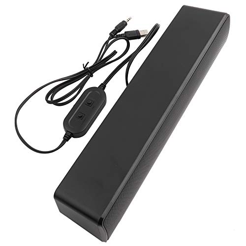 Tragbare Soundbar, USB Wired Stereo Soundbar Music Player Bass Surround Sound Box 3,5 mm Eingang für PC Handys für Desktop, Laptop, TV, Smartphone, Tablet PC, MP3, MP4(Schwarz) von mumisuto