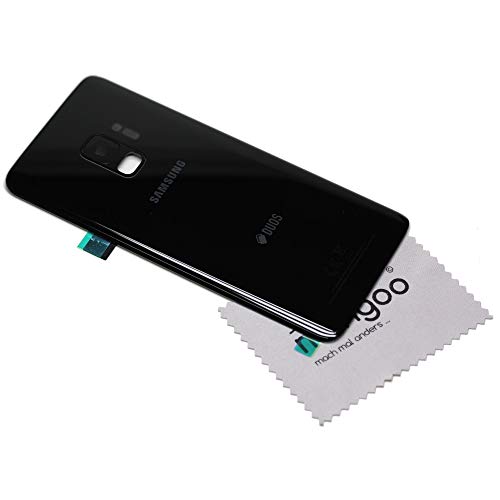 Akkudeckel für Original Samsung für Samsung Galaxy S9 G960F Akkufachdeckel schwarz Black Back Cover mit mungoo Displayputztuch von mungoo mach mal anders ...