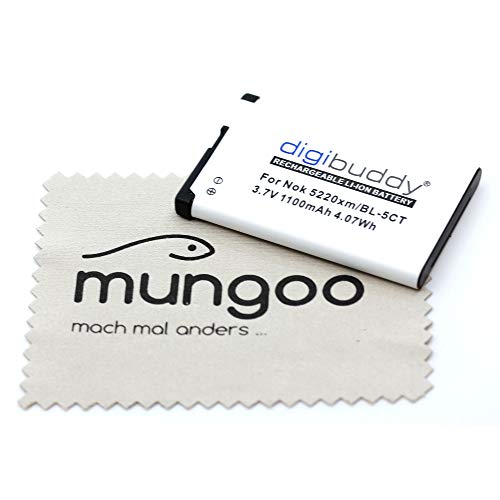 Ersatz Akku passend für Nokia 3610 Fold 3720 Classic 5220 5630 6303 Classic C5 C6-01 (Ersetzt Originalakku BL-5CT) OTB mit mungoo Displayputztuch von mungoo mach mal anders ...