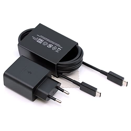 Ladegerät für Original Samsung EP-T4510 für Samsung Galaxy S23 Ultra (S918B), Galaxy S23 Plus (S916B), Galaxy S23 (S911B) Schwarz 45W Fast Charge Schnell Lade-Kabel Typ-C mit mungoo Displayputztuch von mungoo mach mal anders ...