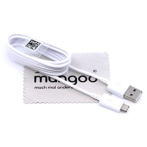 Ladekabel für Original Samsung EP-DG925UWE für Samsung Galaxy Xcover 4, Xcover 3, Xcover 3 VE 1,2m Datenkabel 15W Weiß Micro-USB mit mungoo Displayputztuch von mungoo mach mal anders ...