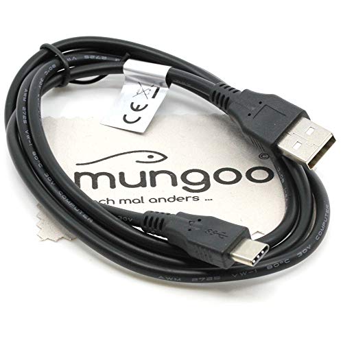 USB Ladekabel, Datenkabel 1m schwarz passend für Fire HD 10 (2021 11. Generation), Fire HD 10 (2019 9. Generation), Fire HD 8 (2020 10. Generation) Tablet Sync-Kabel USB-C mit mungoo Displayputztuch von mungoo mach mal anders ...