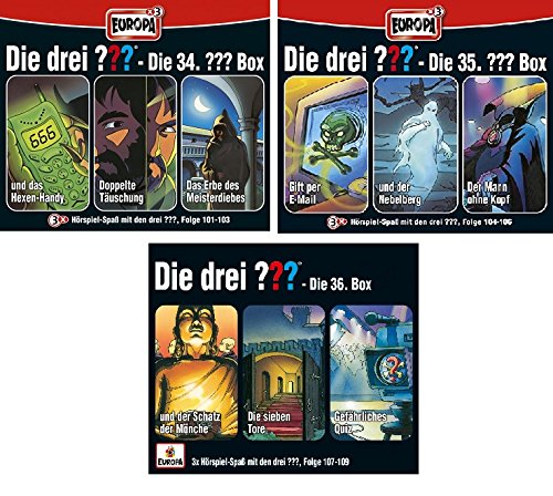 Die Drei ??? (Fragezeichen) - Folgen 101-109 (3 CD Box 34+35+36) im Set - Deutsche Originalware [9 CDs] von music-movie-more