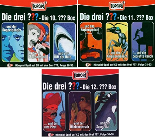 Die Drei ??? (Fragezeichen) - Folgen 28-36 (3 CD Box 10+11+12) im Set - Deutsche Originalware [9 CDs] von music-movie-more