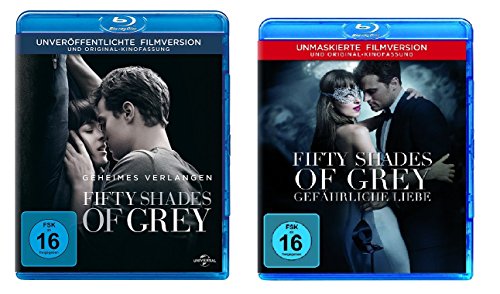 Fifty Shades of Grey - 1 Geheimes Verlangen + 2 Gefährliche Liebe (Unmaskierte Filmversion) im Set - Deutsche Originalware [2 Blu-rays] von music-movie-more